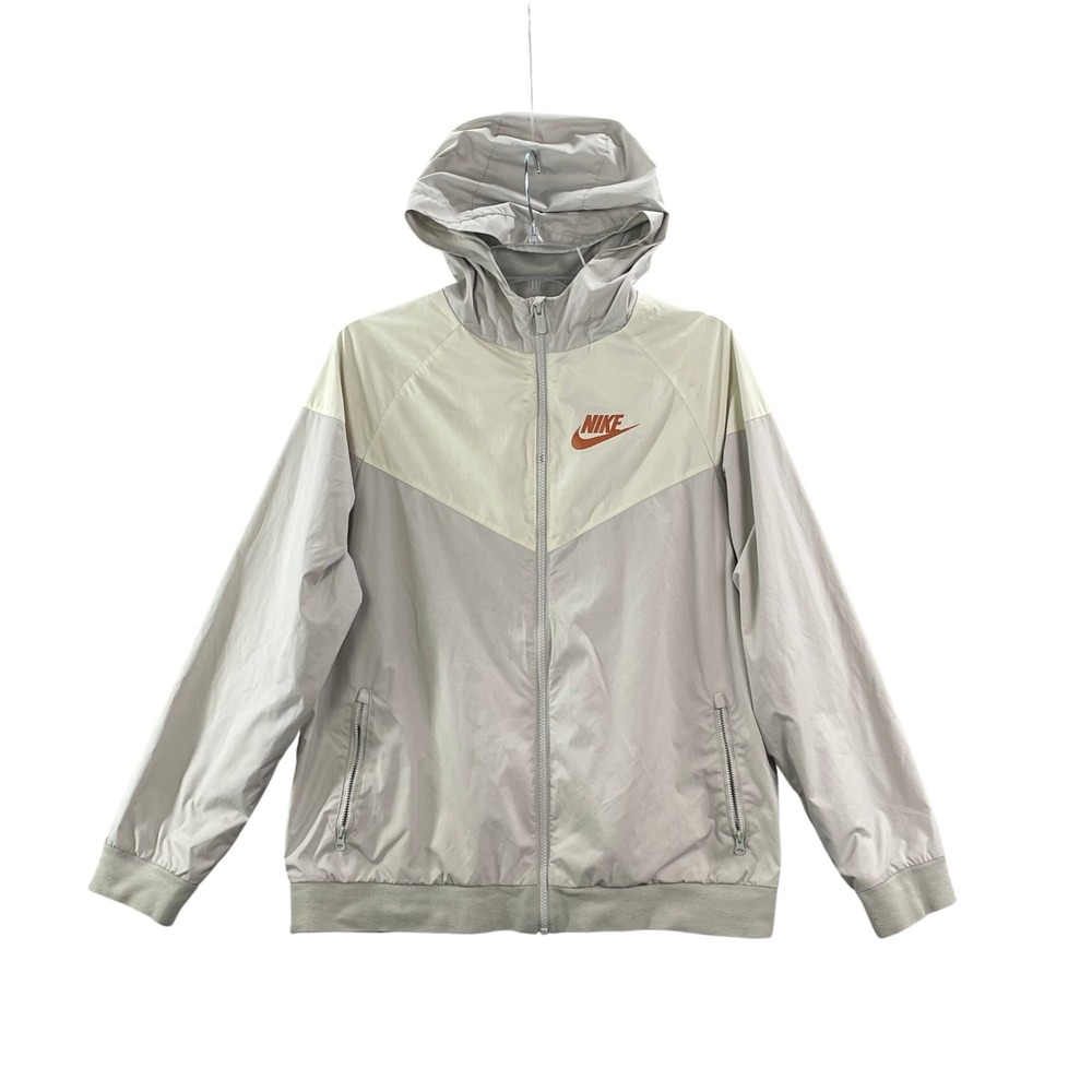 Nike Windrunner Jacket Womens XL Beige Cream Full Zip Hooded Mesh Lined Ripstop